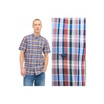 Camasa Barbati -  Baltimore Sommer Check - Regular Fit - Maneci Scurti - Cu Nasturi - Design Clasic - Bumbac - S INTL - Multicolor