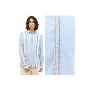 Camasa Barbati -  Estero - Regular Fit - Maneci Lungi - Cu Nasturi - Design Clasic - Bumbac - Albastru