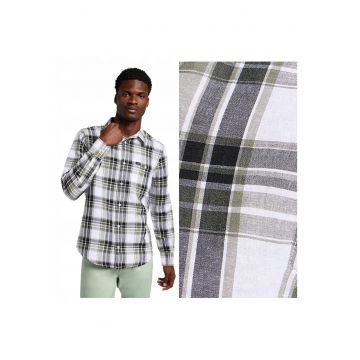 Camasa Barbati -  Leesure Shirt - Regular Fit - Maneci Lungi - Cu Nasturi - Design Clasic - Bumbac - M INTL - Verde