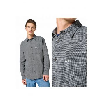 Camasa Barbati -  One Pocket Shirt - Regular Fit - Maneci Lungi - Cu Nasturi - Design Clasic - Bumbac - M INTL - Gri