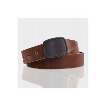 Cureaua Barbati -  MUS-M5073 0670 - Regular Fit - Cu Catarama Metalica - Design Clasic - Pentru Pantaloni - Blugi - Pantaloni Scurti - 100% Piele Naturala - 95 cm - Maro