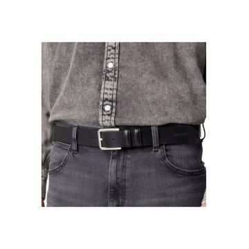 Cureaua Barbati -  Slim Belt - Regular Fit - Cu Catarama Metalica - Design Clasic - Pentru Pantaloni - Blugi - Pantaloni Scurti - 100% Piele Naturala - 90 cm - Negru