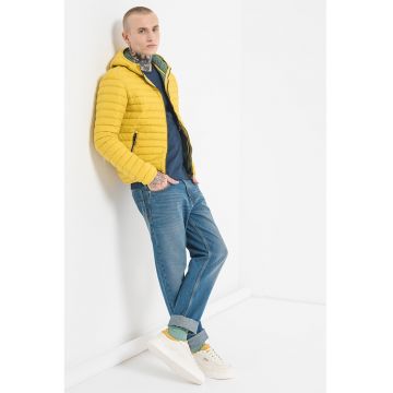 Geaca cu puf de rata si gluga - Galben