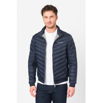 Geaca cu umplutura de puf si aspect matlasat - Bleumarin