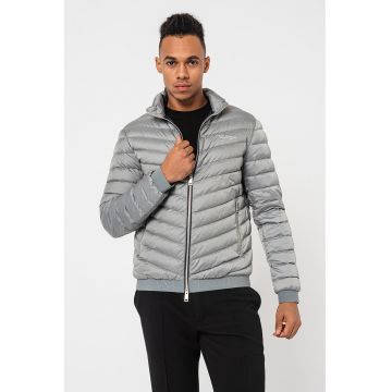 Geaca cu umplutura de puf si aspect matlasat - Gri