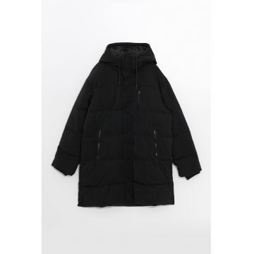 Geaca lunga cu gluga - Negru