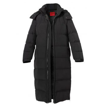 Geaca lunga cu umplutura de puf si gluga