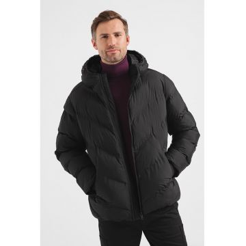 Geaca matlasata cu gluga - Negru