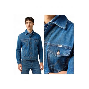 Jacheta Barbati -  Classic Jacket - Regular Fit - Denim Design - Fara Gluga - Cu Nasturi - Bumbac - Albastru - Albastru