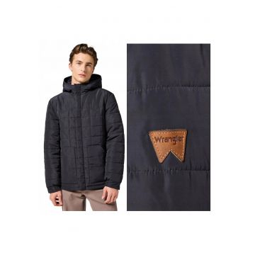 Jacheta Barbati -  Transitional Puffer - Regular Fit - Desijjuign Clasic - Fara Gluga - Fermoar - Bumbac - Negru - Negru