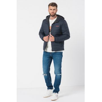 Jacheta cu aspect matlasat si gluga Bene - Albastru ultramarin