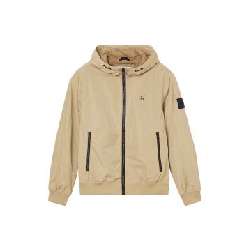 Jacheta cu gluga si fermoar - Bej