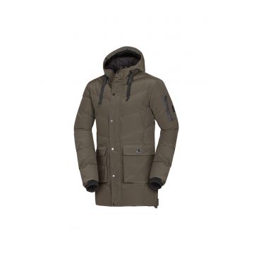 Jacheta izolata casual barbateasca cu gluga 3D fixa Domenico - Verde inchis