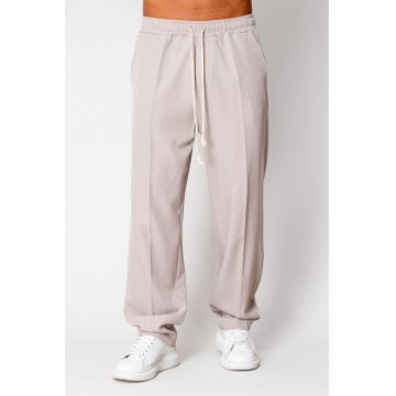 Pantalon lung cu snur Taupe 15997 - Bej inchis