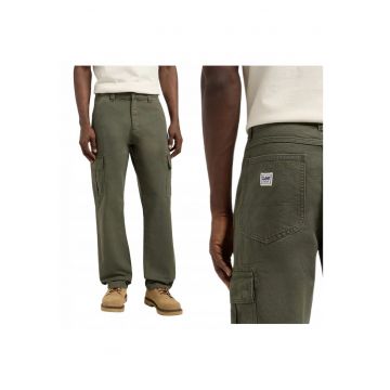 Pantaloni Barbati -  Cargo Pant - Loose Fit - Cu Fermoar - 5 Buzunare - Lungi - Bumbac - Verde - Verde