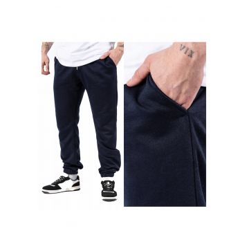 Pantaloni Barbati -  Colin Pants - Regular Fit - Banda Elastica - 2 Buzunare - Lungi - Bumbac - Albastru