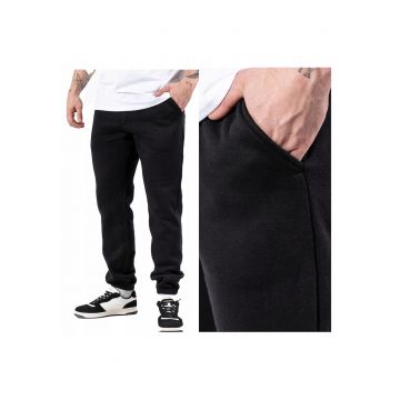 Pantaloni Barbati -  Colin Pants - Regular Fit - Banda Elastica - 2 Buzunare - Lungi - Bumbac - Negru