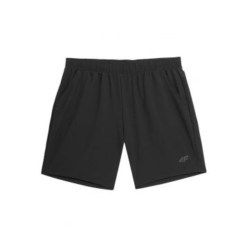 Pantaloni scurti barbati  croiala regulata - talie elastica - negru - poliester-elastan -