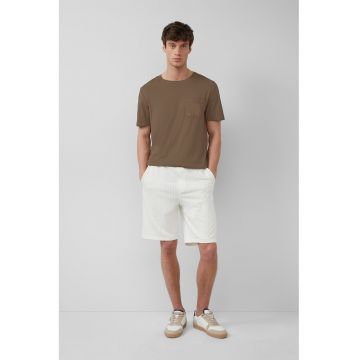 Pantaloni scurti relaxed fit de bumbac cu snur in talie - Alb