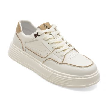 Pantofi sport OTTER albi, SN60005, din piele naturala