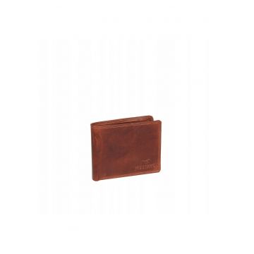 Portofel Barbati -  Udine Wallet - Fara Inchidere - Mai Multe Buzunare - Cu Logo - Design Clasic - 100% Piele Naturala - Dimensiune Universala - Maro