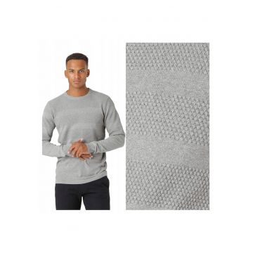 Pulover Barbati -  Affleck - Regular Fit - Maneci Lungi - Decolteu Rotund - Design Simplu - Bumbac - Gri - Gri
