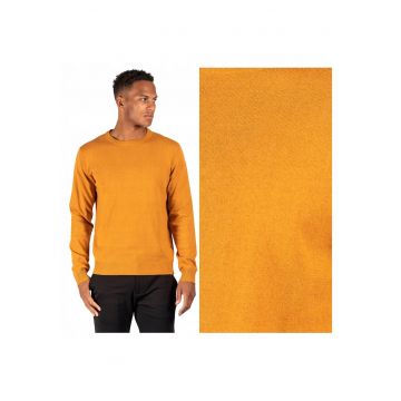 Pulover Barbati -  Dustin - Regular Fit - Maneci Lungi - Decolteu Rotund - Design Simplu - Bumbac - Galben - Galben