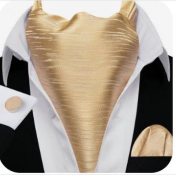 Set cravata / esarfa Ascot matase + batista + butoni, model 101