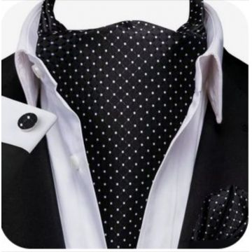 Set cravata / esarfa Ascot matase + batista + butoni, model 102