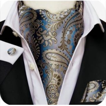 Set cravata / esarfa Ascot matase + batista + butoni, model 99