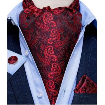 Set cravata / esarfa / lavaliera Ascot + batista + butoni, model 48