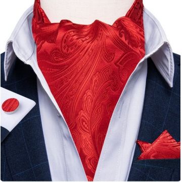 Set cravata / esarfa / lavaliera Ascot + batista + butoni, model 69