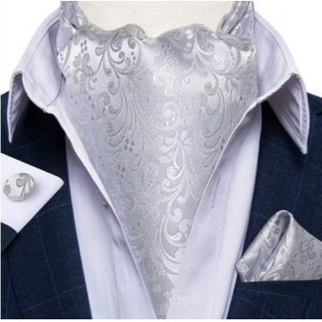 Set cravata / esarfa / lavaliera Ascot + batista + butoni, model 96