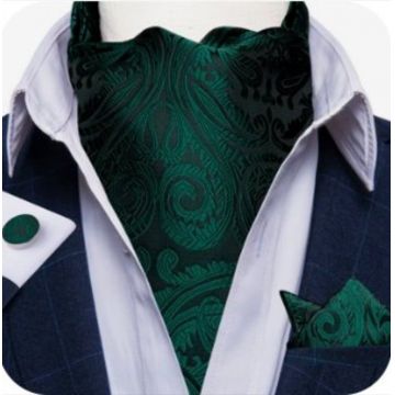 Set cravata / esarfa / lavaliera Ascot + batista + butoni, model 97