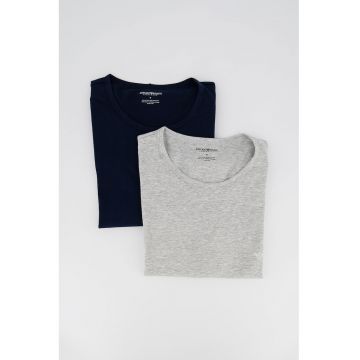 Set de tricouri de casa - din bumbac - 2 piese - Gri deschis/Albastru