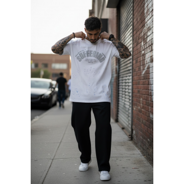 Tricou barbati  alb  oversize  premium Y188