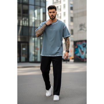 Tricou barbati  gri   oversize  premium Y218