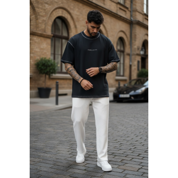 Tricou barbati  negru  oversize  premium Y218