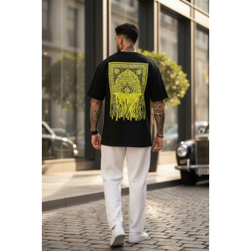 Tricou barbati  negru  oversize  premium Y262