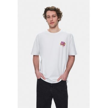 Tricou cu decolteu la baza gatului Char - Alb/Galben pai/Albastru deschis