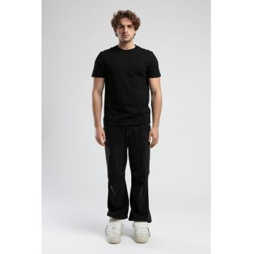 Tricou cu detaliu cu broderie logo Empire - Negru