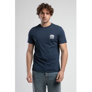 Tricou cu logo si decolteu la baza gatului Corinth - Bleumarin