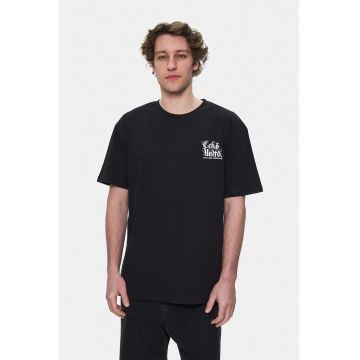 Tricou cu logo si decolteu la baza gatului - MUIRIS - Negru - Negru
