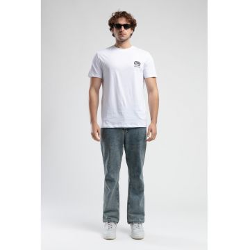 Tricou din bumbac cu logo pe piept - Negru/Alb optic