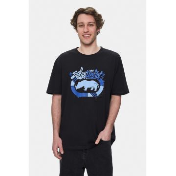 Tricou din bumbac Rhett - Negru/Albastru