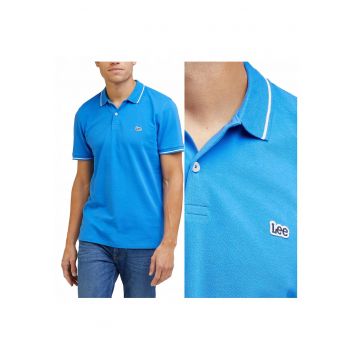 Tricou Polo Barbati -  Pique Polo - Regular Fit - Maneci Scurti - Cu Nasturi - Design Clasic - Bumbac - M INTL - Albastru