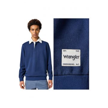 Tricou Polo Barbati -  Polo Sweatshirt - Regular Fit - Maneci Lungi - Cu Nasturi - Design Clasic - Bumbac - S INTL - Albastru