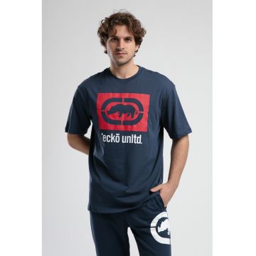 Tricou supradimensionat cu logo Ithaca - Rosu/Alb optic/Bleumarin