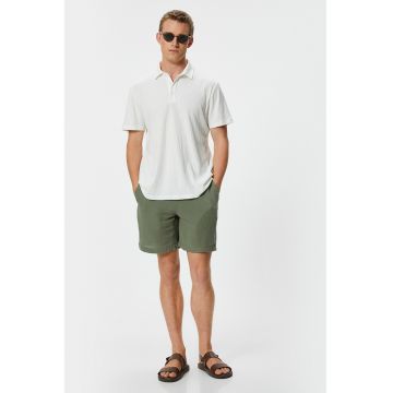 Bermude de bumbac cu snur - Verde sparanghel