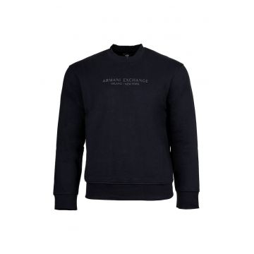 Bluza de trening cu imprimeu logo si decolteu la baza gatului - Albastru inchis